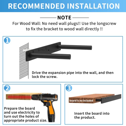 Kunzye 23 Inch Heavy Duty Blind Wall Mount Floating Shelf Bracket - Hidden Shelf Bracket with 150 LB Weight Capacity -3/4 Inch Solid Steel Support Rods - Image 4
