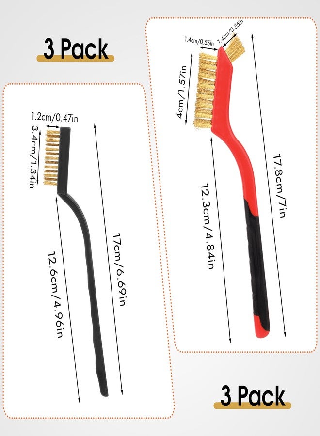 MOWPOG 6 Pieces Wire Brushes, Metal Brush, Brass Brush, Stainless Steel Brush, Nylon Brushes, Small Wire Brush Set for Cleaning Metal Rust and Paint Removal - Image 2