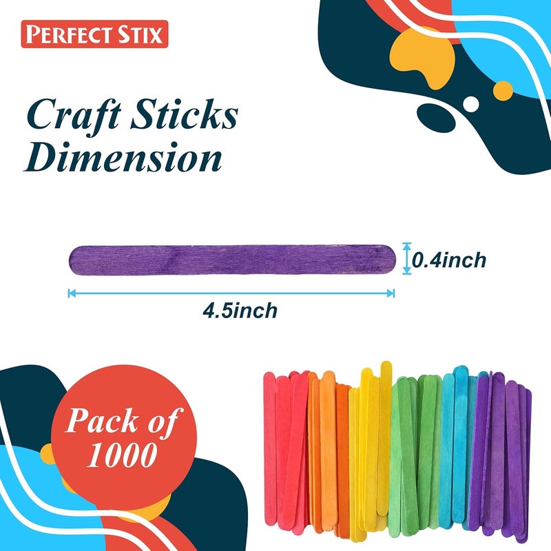 Perfect Stix 4.5" Colored Craft Sticks/Popsicle/Crafting 3/8" - Package of 1,000ct - Image 2