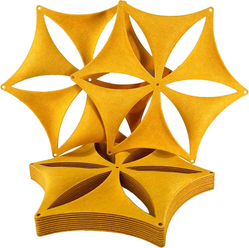 OSHIYINN 12 Pack 3D Flower Venus Hanging Room Dividers 14 x 12 Inch High Density Polyester Fiberboard Cut Room Divider Home Decor Gold - Image 1