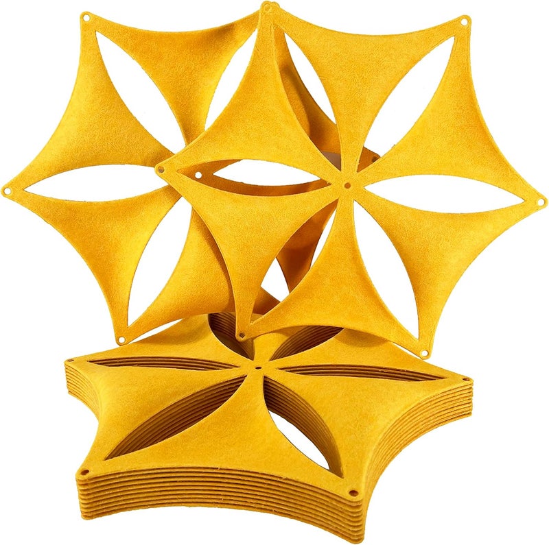 OSHIYINN 12 Pack 3D Flower Venus Hanging Room Dividers 14 x 12 Inch High Density Polyester Fiberboard Cut Room Divider Home Decor Gold - Image 3