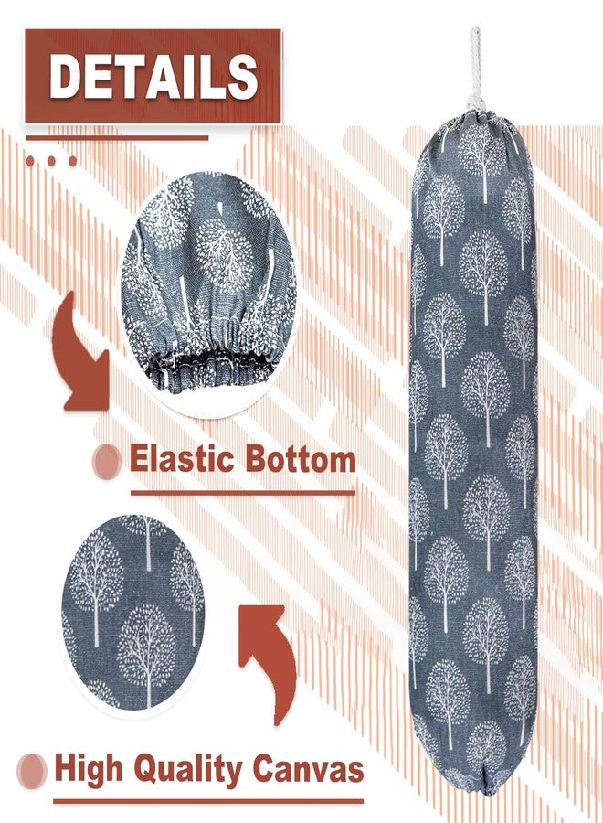 SYIPO Plastic Bag Holder,Wall Mount Plastic Bag Organizer,Washable Large Grocery Bag Storage Dispenser,Shopping Bags Carrier for Home Kitchen Travelling,Free Adjustment with Drawstring,Banyan tree, 22x9" - Image 3