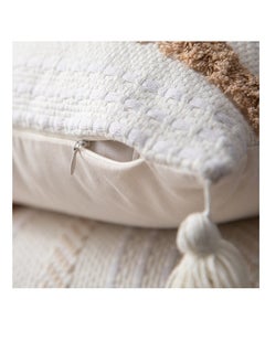 Bluejw Boho Hand-Woven Throw Pillow Cover Yellow Cream 45x45cm  - Image 2