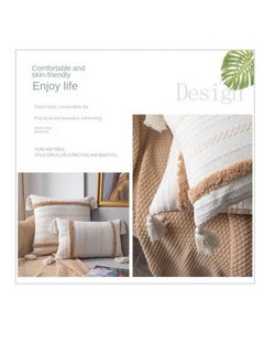 Bluejw Boho Hand-Woven Throw Pillow Cover Yellow Cream 45x45cm  - Image 5