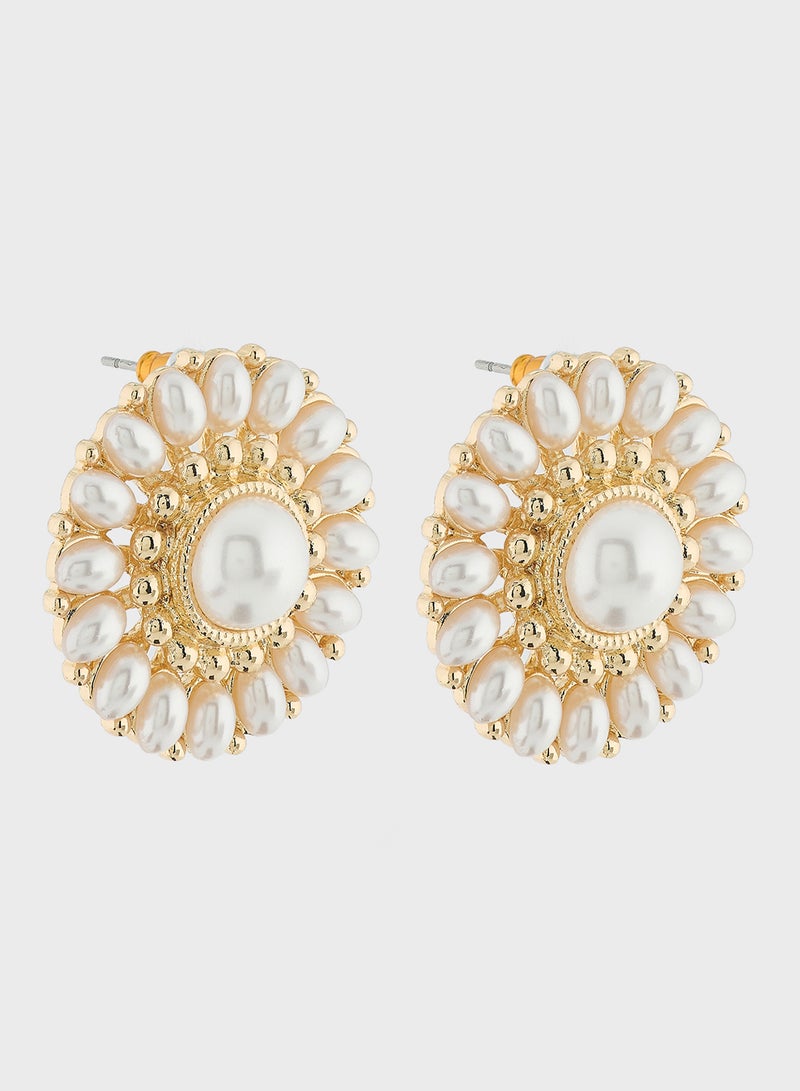 Khizana Pearl Floral Stud Earrings  - Image 1