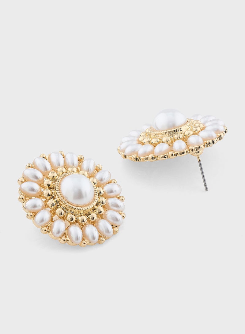 Khizana Pearl Floral Stud Earrings  - Image 2