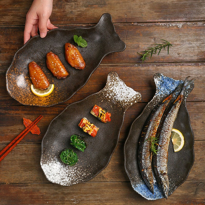 Household Sushi Plate Fish Shaped Fish Plate Decorative Dinner Plate Home Accessory - Image 4