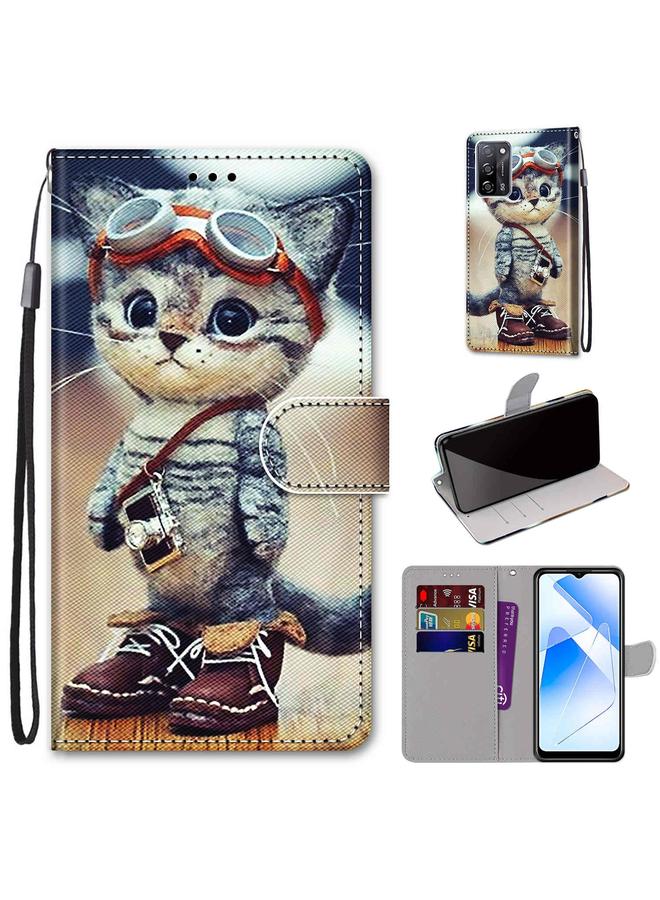 S-TOP Case For OPPO A54 4G / A16 4G / A53s 5G / A55 5G Coloured Drawing Cross Texture Horizontal Flip PU Leather Case with Holder & Card Slots & Wallet & Lanyard - Image 1