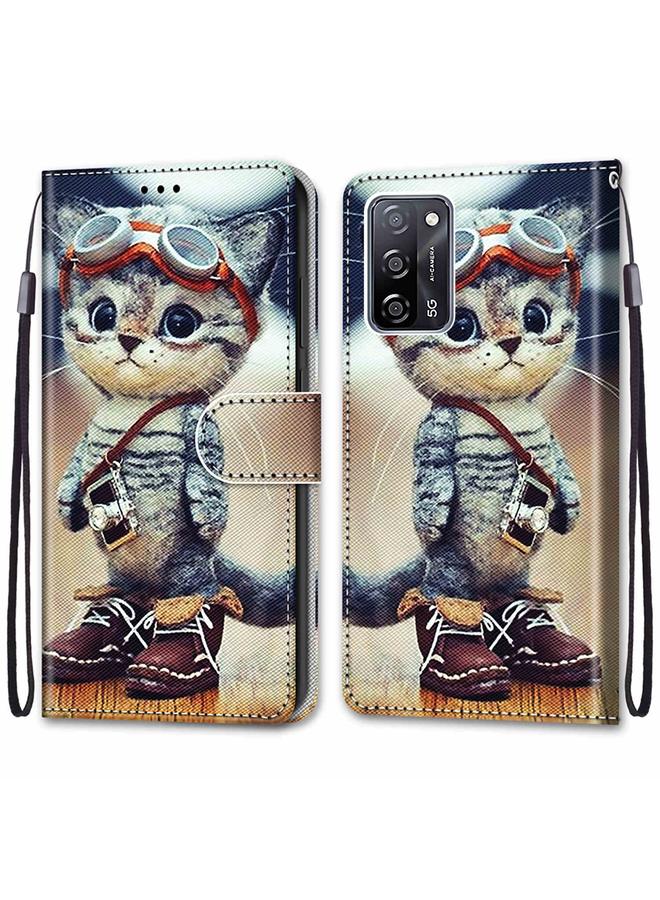 S-TOP Case For OPPO A54 4G / A16 4G / A53s 5G / A55 5G Coloured Drawing Cross Texture Horizontal Flip PU Leather Case with Holder & Card Slots & Wallet & Lanyard - Image 2