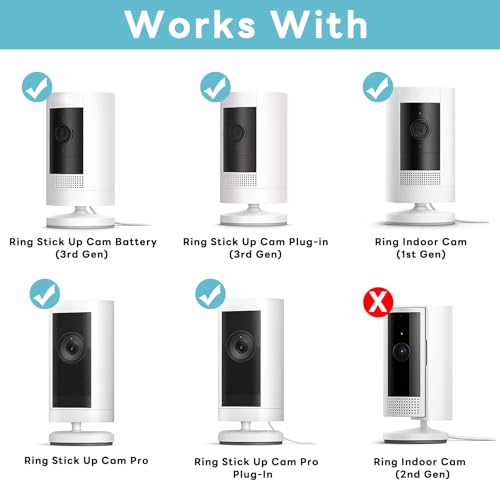 StXjtc 2 Pack Ring Camera Mount Bracket for Ring Stick Up Cam, Ring Outdoor Cam Plus , Ring Indoor Cam | 360° Adjustable Wall Mount or Celling Mount , No Drill , Weatherproof (White) - Image 2