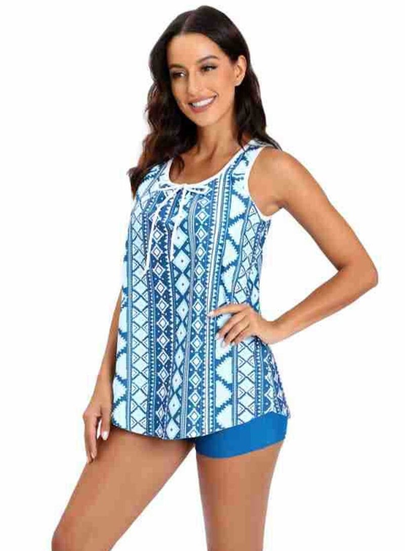 Loquat 2 Piece Boxer Swimsuit Beach Bikini Blue  - Image 1