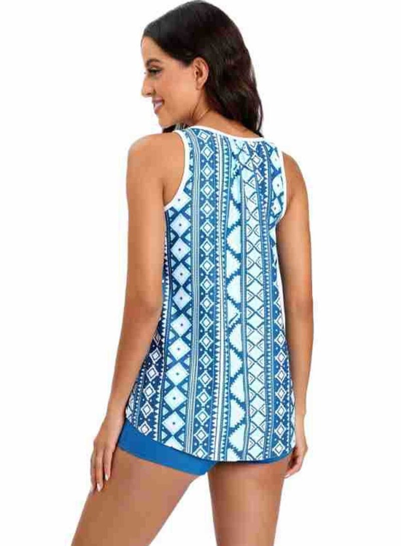 Loquat 2 Piece Boxer Swimsuit Beach Bikini Blue  - Image 2