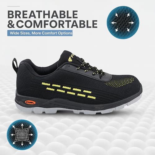 FUEL Armour-1-DD ISI Marked Comfortable Industrial Safety Shoes with Strong Knitted Upper & Rubberized PVC Single Density Sole with 140J Energy Absorption Shoes for Men (Black-6UK) - Image 3