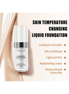 TLM TLM Colour Changing Liquid Foundation Hides Wrinkles & Lines, BB Cream Makeup Base Concealer Cover Moisturizing Fluid for all Skin Tone SPF15 (30ml)  - Image 2