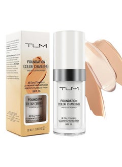 TLM TLM Colour Changing Liquid Foundation Hides Wrinkles & Lines, BB Cream Makeup Base Concealer Cover Moisturizing Fluid for all Skin Tone SPF15 (30ml)  - Image 1