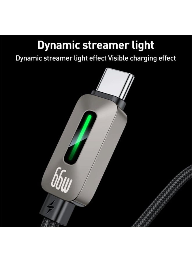يسيدو كابل بيانات Yesido CA137C USB إلى Type-C Streamer Light بقوة 66 واط، الطول: 1.2 متر (رمادي) - Image 3