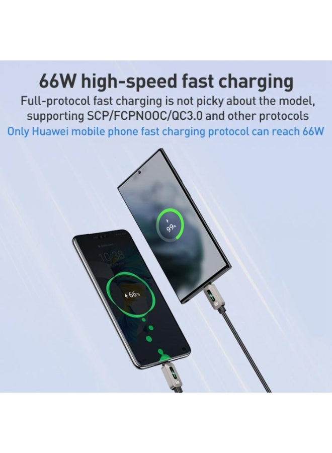 يسيدو كابل بيانات Yesido CA137C USB إلى Type-C Streamer Light بقوة 66 واط، الطول: 1.2 متر (رمادي) - Image 4