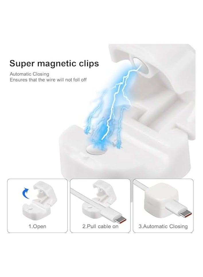 erorex 6 Pcs Magnetic Cable Holder,Phone Charging Cable Keeper,Under Desk Cable Clips Management,Magnetic Cord Organize,Cord Holder for Home Office Desk Phone Car Wall,White - Image 4