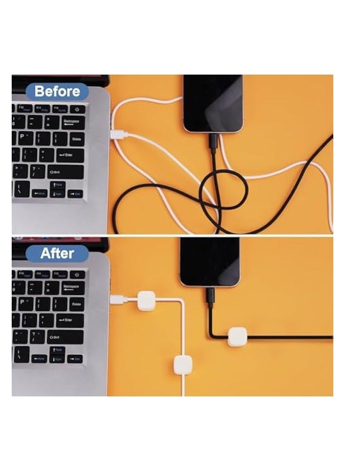 erorex 6 Pcs Magnetic Cable Holder,Phone Charging Cable Keeper,Under Desk Cable Clips Management,Magnetic Cord Organize,Cord Holder for Home Office Desk Phone Car Wall,White - Image 3