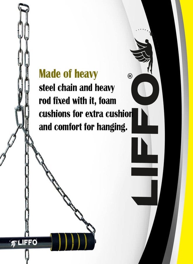 Liffo® Steel Pull Up Chin up Bar, Steel Chin Up, Sangal Rod with Chain Hanging Rod ChinUp Bar, Height Increaser and Pull Exercise with Heavy Duty Chain (5FT) - Image 4