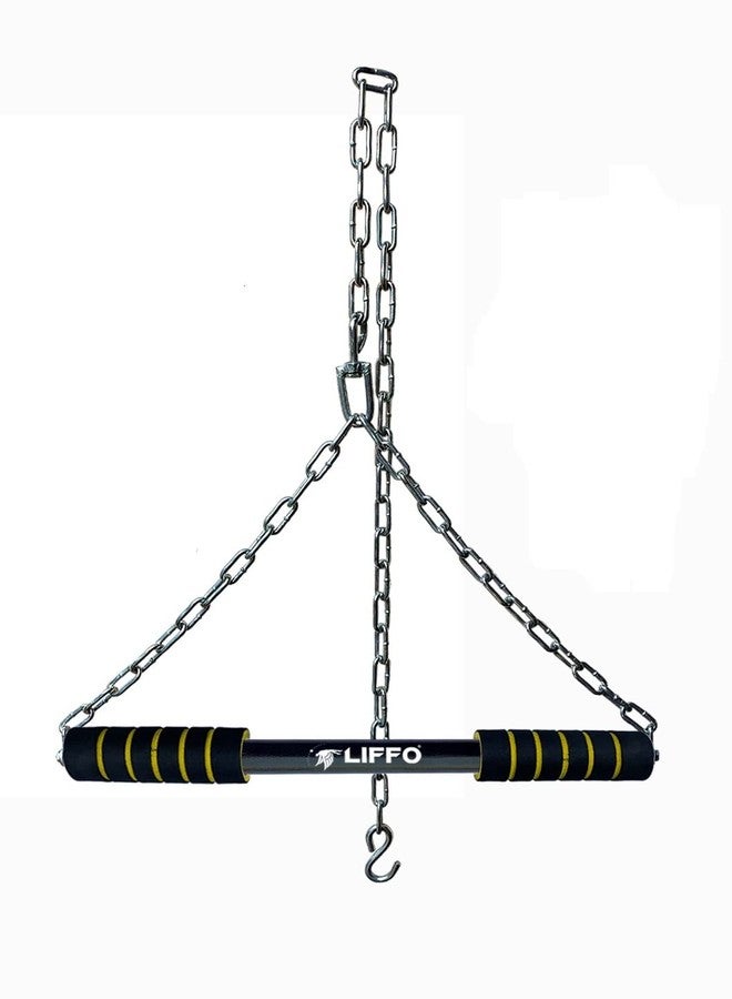 Liffo® Steel Pull Up Chin up Bar, Steel Chin Up, Sangal Rod with Chain Hanging Rod ChinUp Bar, Height Increaser and Pull Exercise with Heavy Duty Chain (5FT) - Image 1