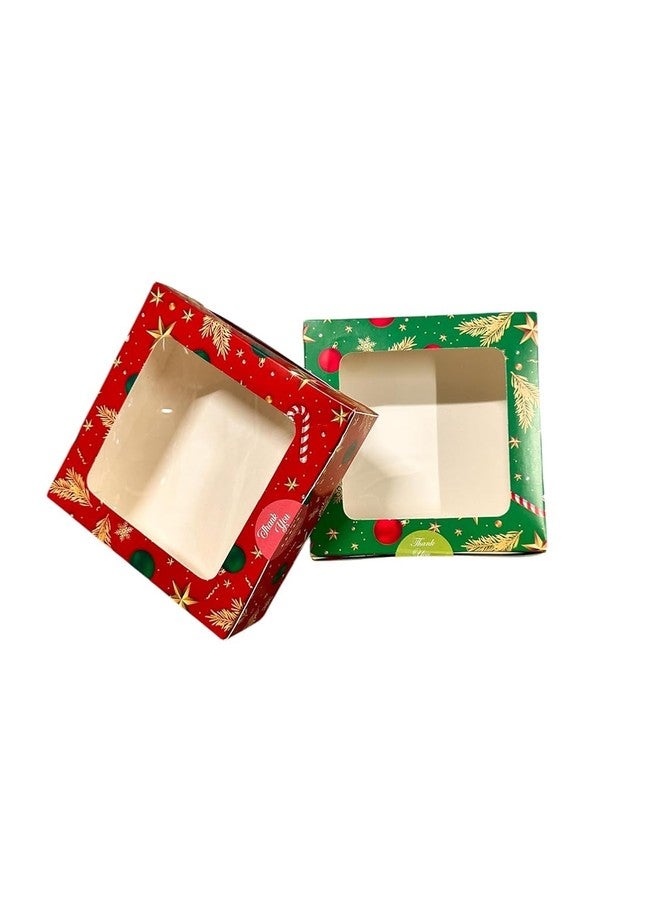 Big Box -20 Piece 4, 6x6x2 Christmas Cookie Boxes for Gift Giving, Bakery Box with Window, Xmas treat Boxes for Holiday Party Favor Pastries, Cupcakes, Muffins Donuts Chocolate, Gift Wrapping - Image 3