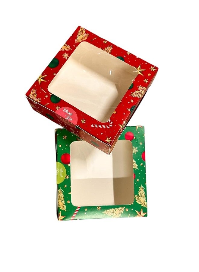 Big Box -20 Piece 4, 6x6x2 Christmas Cookie Boxes for Gift Giving, Bakery Box with Window, Xmas treat Boxes for Holiday Party Favor Pastries, Cupcakes, Muffins Donuts Chocolate, Gift Wrapping - Image 4