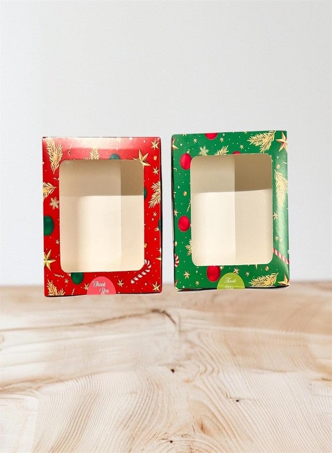 Big Box -20 Piece 4, 6x6x2 Christmas Cookie Boxes for Gift Giving, Bakery Box with Window, Xmas treat Boxes for Holiday Party Favor Pastries, Cupcakes, Muffins Donuts Chocolate, Gift Wrapping - Image 2