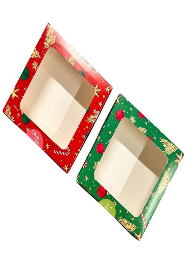 Big Box -20 Piece 4, 6x6x2 Christmas Cookie Boxes for Gift Giving, Bakery Box with Window, Xmas treat Boxes for Holiday Party Favor Pastries, Cupcakes, Muffins Donuts Chocolate, Gift Wrapping - Image 1