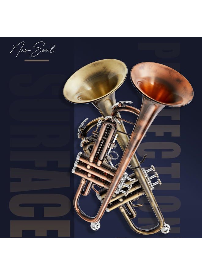 AKLOT Vintage Rose Bb Trumpet: Phosphor Bronze Bell, Smooth Monel Valves, Double Tuning Slide Braces, Standard Trumpet with Premium Leather Case, Lesson Book, Trumpet Mute, Cleaning Kit (SNR-PriTB) - Image 5