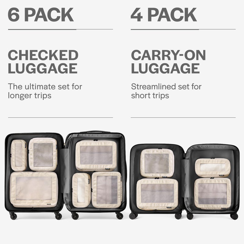 Aerotrunk Compression Packing Cubes for Travel - Luggage Organizer Bags - Double Zipper Packing Cubes for Suitcases (4-Pack, Beige) - Image 4