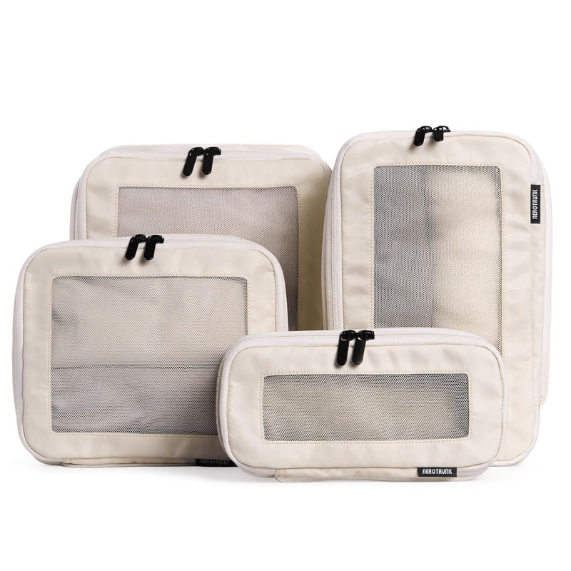 Aerotrunk Compression Packing Cubes for Travel - Luggage Organizer Bags - Double Zipper Packing Cubes for Suitcases (4-Pack, Beige) - Image 1