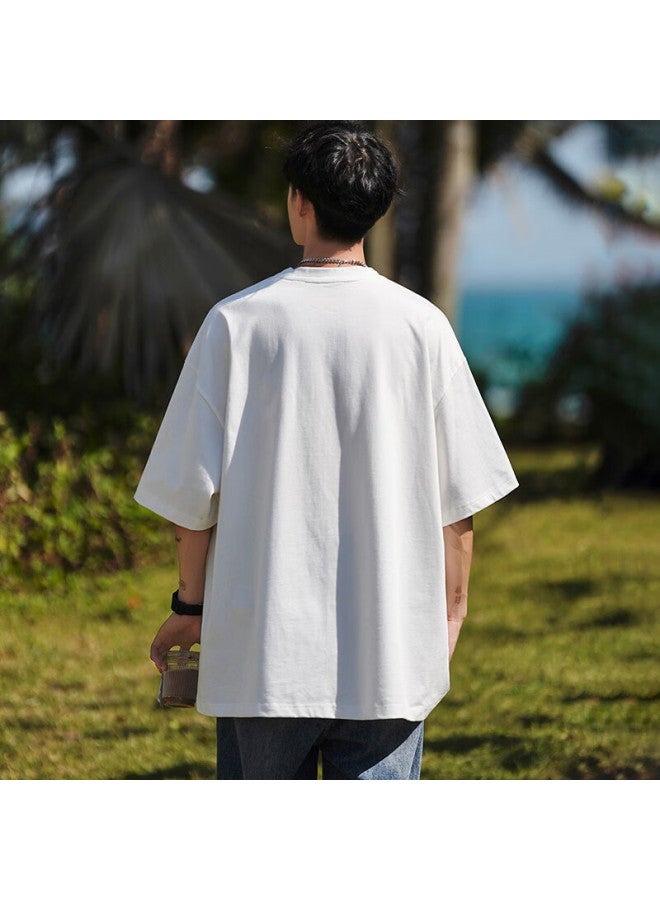 Clor Men's Short Sleeve Summer Thin Breathable Base Shirt Solid Loose Top T-shirt Women Ct02 White M - Image 3