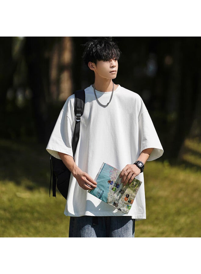 Clor Men's Short Sleeve Summer Thin Breathable Base Shirt Solid Loose Top T-shirt Women Ct02 White M - Image 4