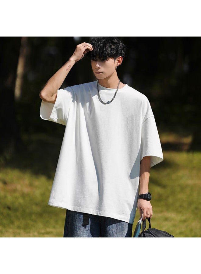 Clor Men's Short Sleeve Summer Thin Breathable Base Shirt Solid Loose Top T-shirt Women Ct02 White M - Image 5