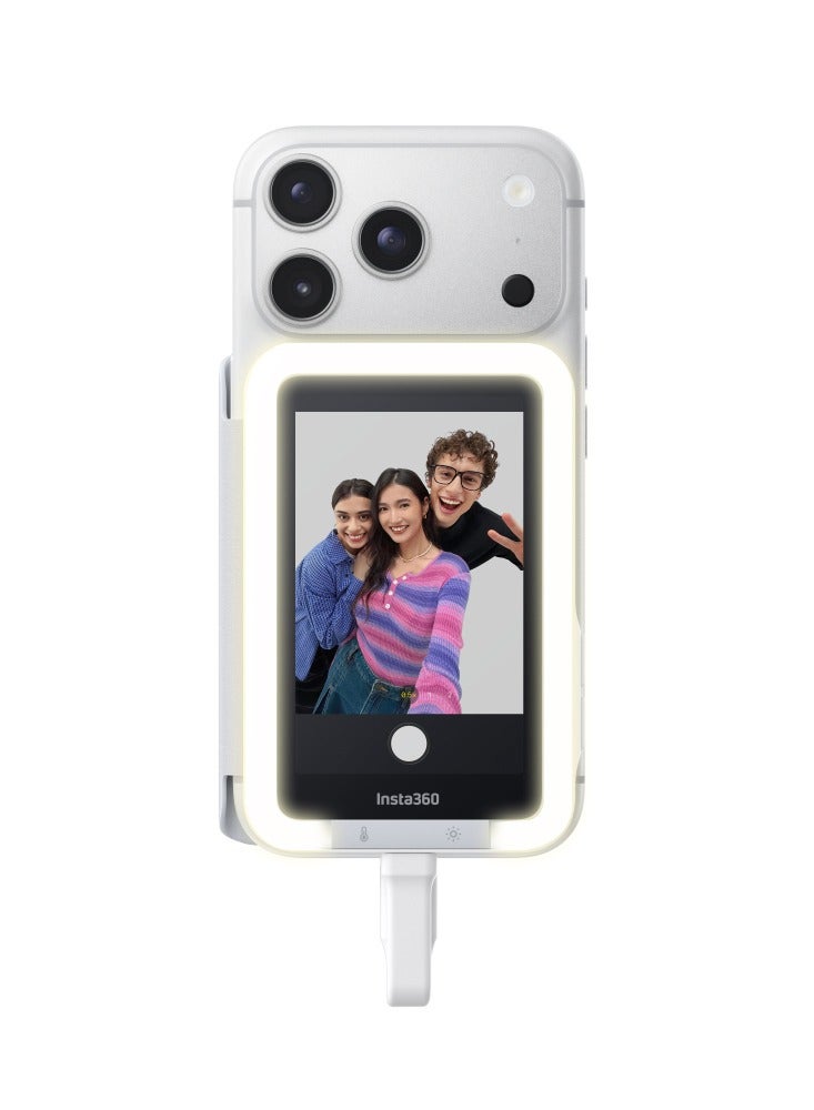 Insta360 Snap with Light | Magnetic Selfie Screen with Light, 3.5-inch HD Resolution Touch Screen w/ USB-C Connection, Adjustable Brightness And Warmth, for Influencers, Travel & Food Vloggers - White - Image 1