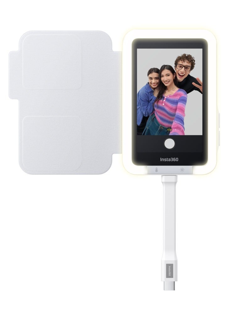 Insta360 Snap with Light | Magnetic Selfie Screen with Light, 3.5-inch HD Resolution Touch Screen w/ USB-C Connection, Adjustable Brightness And Warmth, for Influencers, Travel & Food Vloggers - White - Image 2