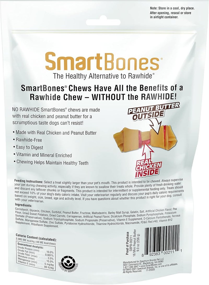 SmartBones Peanut Butter Dog Chews - 9 oz Mini Treats for All Life Stages - Image 2
