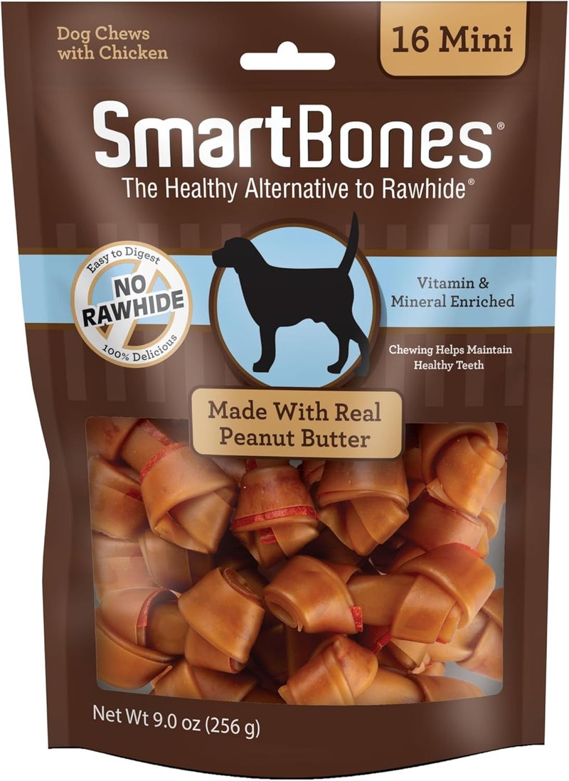 SmartBones Peanut Butter Dog Chews - 9 oz Mini Treats for All Life Stages - Image 1