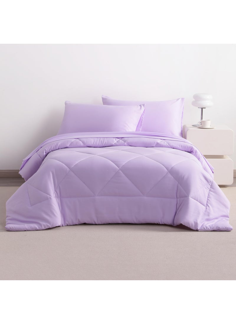 NTBAY NTBAY Twin Comforter Set with Sheets  5 Pieces Soft and Breathable Twin Bedding Set  Twin Bed in a Bag  Down Alternative Comforter Set Solid Color All Season  Kids Bedding Set  Light Purple  - Image 5