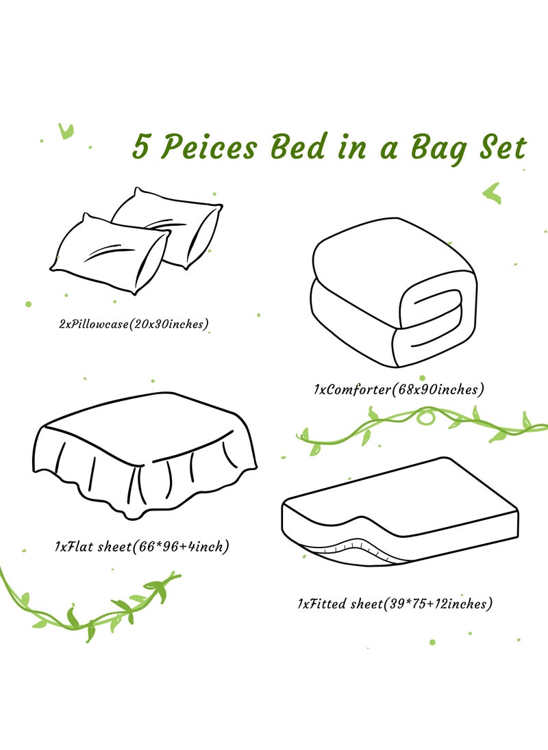 NTBAY NTBAY Twin Comforter Set with Sheets  5 Pieces Soft and Breathable Twin Bedding Set  Twin Bed in a Bag  Down Alternative Comforter Set Solid Color All Season  Kids Bedding Set  Light Purple  - Image 3