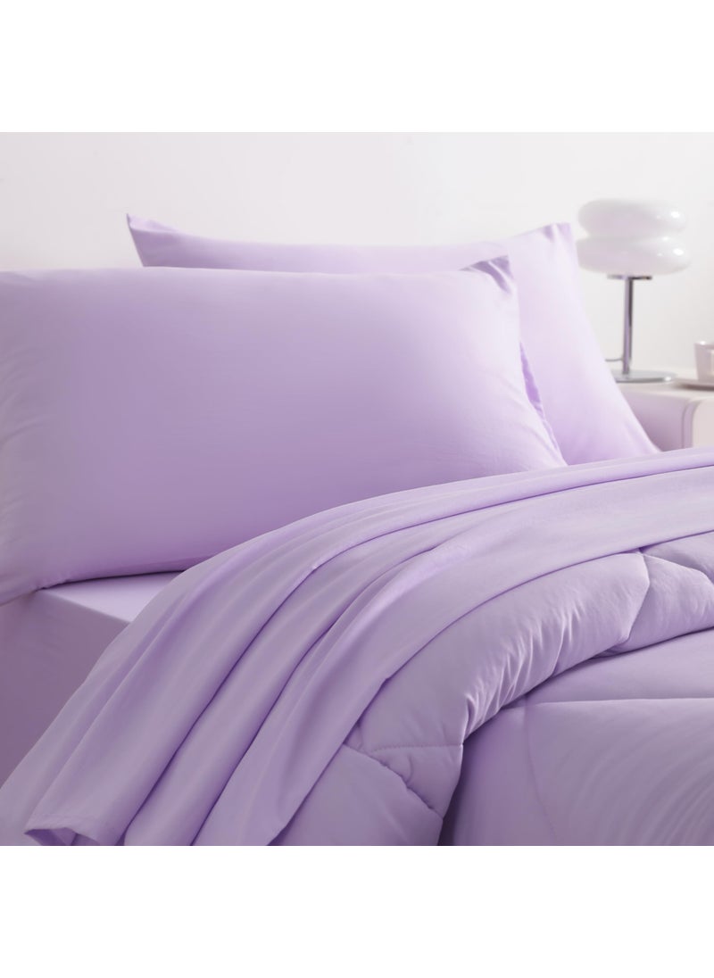 NTBAY NTBAY Twin Comforter Set with Sheets  5 Pieces Soft and Breathable Twin Bedding Set  Twin Bed in a Bag  Down Alternative Comforter Set Solid Color All Season  Kids Bedding Set  Light Purple  - Image 4