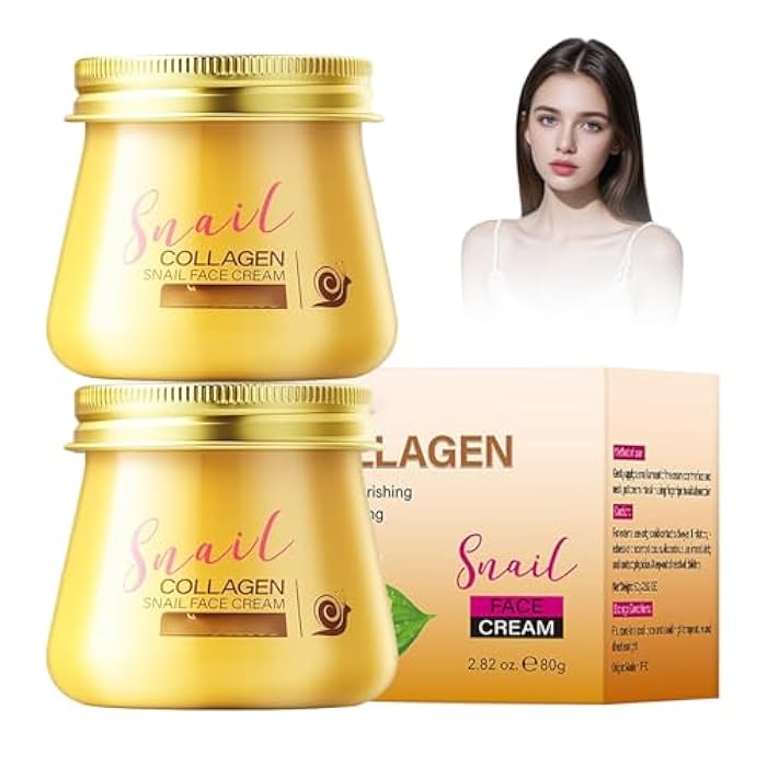HONGYUNDA 2pcs Snail Collagen Face Cream,Snail Hydrating Anti-Wrinkle and Rejuvenating Cream,Brightening Moisturizing Repair Firming Collagen Cream for Women - Image 1