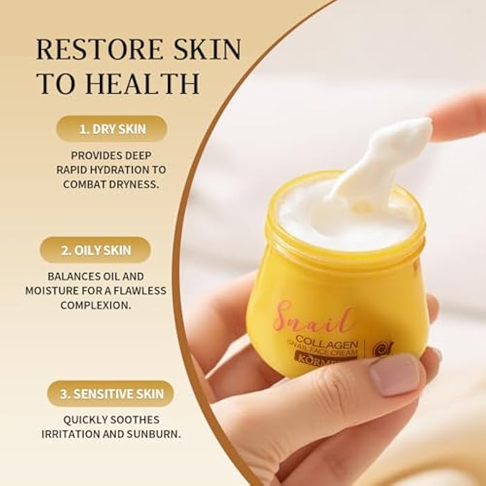 HONGYUNDA 2pcs Snail Collagen Face Cream,Snail Hydrating Anti-Wrinkle and Rejuvenating Cream,Brightening Moisturizing Repair Firming Collagen Cream for Women - Image 4