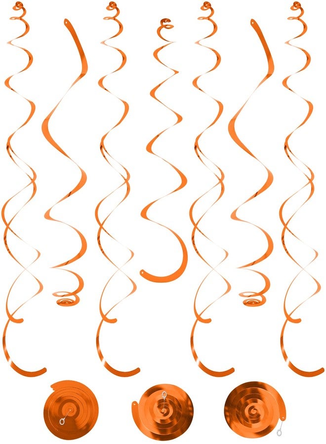 PatiCool 24 PCS Orange Hanging Swirl, Sparkle Ceiling Decorations, Plastic Streamer Party Decorations with Double-Swirls and Single-Swirls for Birthday Decorations, Thanksgiving Day，Graduation, Baby Shower - Image 1