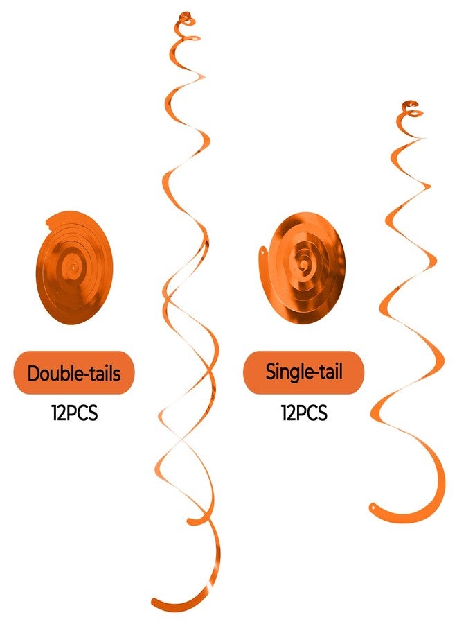 PatiCool 24 PCS Orange Hanging Swirl, Sparkle Ceiling Decorations, Plastic Streamer Party Decorations with Double-Swirls and Single-Swirls for Birthday Decorations, Thanksgiving Day，Graduation, Baby Shower - Image 2