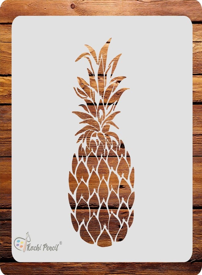 Kachi Pencil Pineapple Stencil for Craft Painting, Scrapbooking |, Size 6x6 inch Reusable Stencils for Painting on Wall, Fabric, Wood, and DIY Art Projects - Image 1