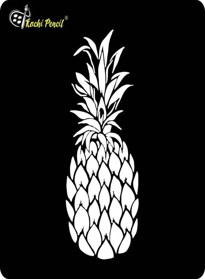 Kachi Pencil Pineapple Stencil for Craft Painting, Scrapbooking |, Size 6x6 inch Reusable Stencils for Painting on Wall, Fabric, Wood, and DIY Art Projects - Image 2