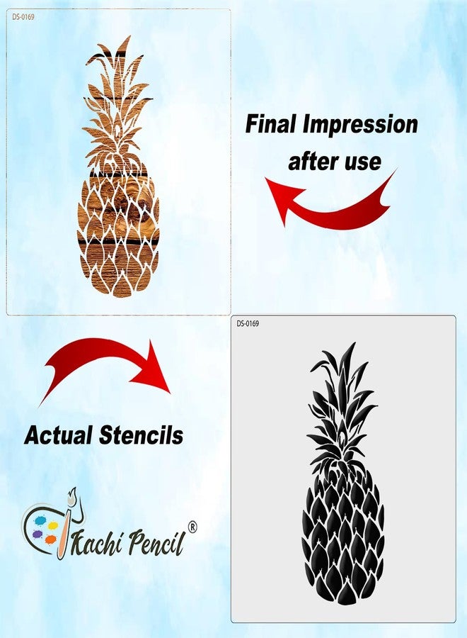 Kachi Pencil Pineapple Stencil for Craft Painting, Scrapbooking |, Size 6x6 inch Reusable Stencils for Painting on Wall, Fabric, Wood, and DIY Art Projects - Image 4