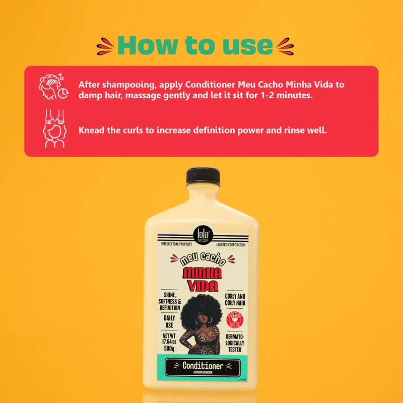 Lola From Rio - Meu Cacho Minha Vida - Hair Conditioner, Nourishes, Frizzy, Dehydrated, Brittle Curly Hair 17.6 Oz - Image 4